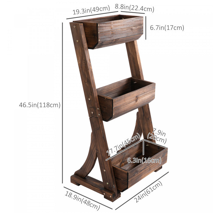 Outsunny 3-tier Raised Garden Bed Vertical Freestanding Outdoor Wooden Flower Rack Flower Pot Stands