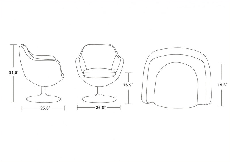Caisson Modern Upholstered Swivel Lounge Chair in White - Set of 2