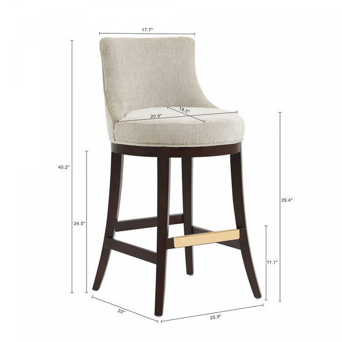 Lucia Modern Chenille Wood Upholstered Barstool in Natural - Set of 3