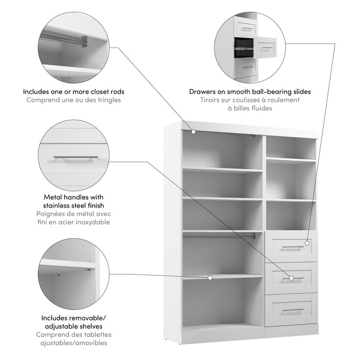 Bestar Pur 61 W Closet Organizer System - White