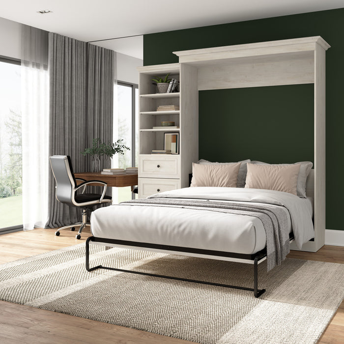 Bestar Versatile Queen Murphy Bed and Closet Organizer with Drawers (92 W) - White
