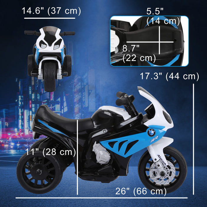 Aosom Kids Motorcycle, 6v Battery Powered Toddler Motorcycle With Headlight, Music, 3 Wheels Electric Motorcycle For Kids, Licensed Bmw, Gift For Boys & Girls -blue