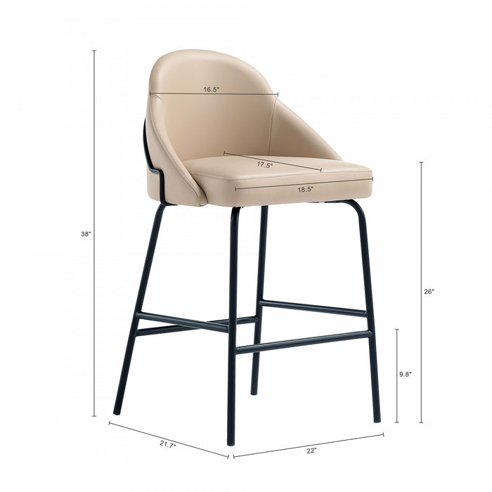 Gracie Modern Metal Upholstered Counter Stool in Tan and Black - Set of 3