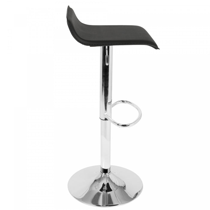 LumiSource Ale Black Fabric Contemporary Adjustable Height Barstool with Swivel - Set of 2