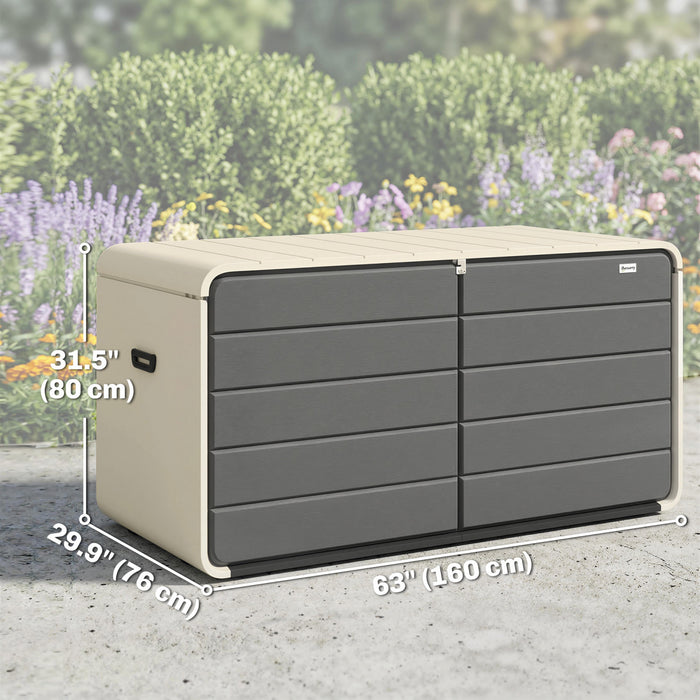 Outsunny 757 L Outdoor Storage Box with Lockable Lid, Beige and Grey