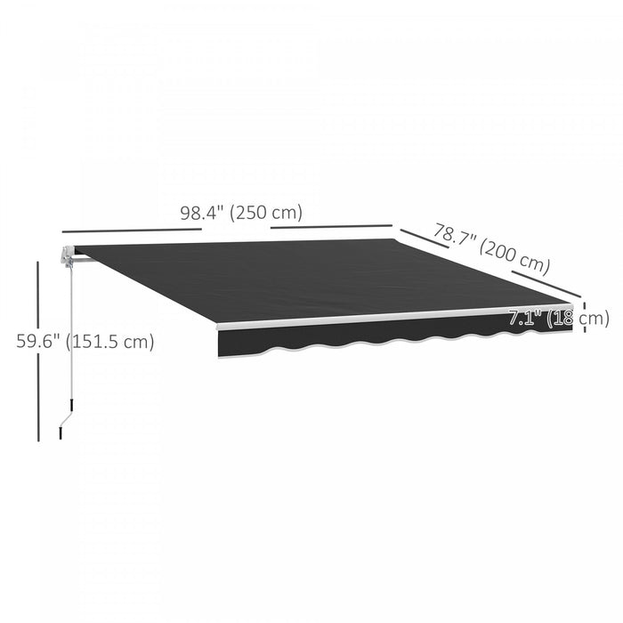 8' x 7' Retractable Awning, Patio Awnings, Sunshade Shelter, Black