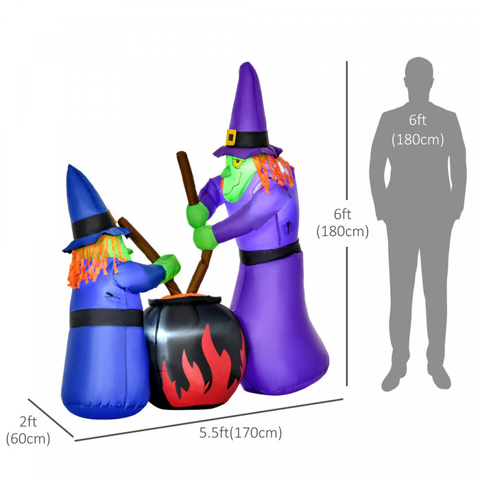 Homcom 6ft 2 Witch Inflatable Halloween Decoration