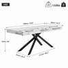 FlexDine 55-71 Inch Rectangular Extendable Dining Table with Cross Legs and Marble Effect Finish, White Marble | FlexDine Table a Manger Rectangulaire Extensible 55-71 po avec Pieds Croises et Finition Effet Marbre, Marbre Blanc
