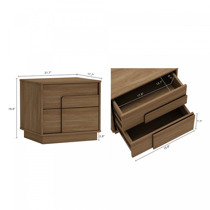 Horizon Modern 22\" Nightstand in Maple (2-Drawer)
