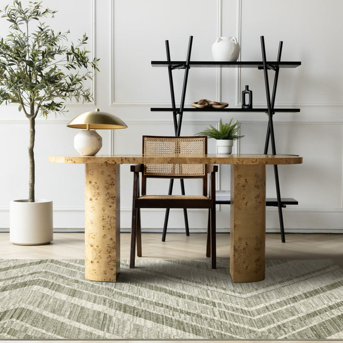 Florence Green White Distressed Chevron Design Rug, 5'3\" x 7'4\" Indoor Area Rug
