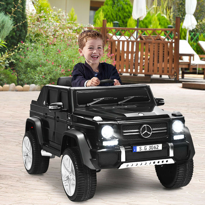 12v Licensed Mercedes-benz Kids Ride On Car Rc Motorized Vehicles W/ Trunk Black
