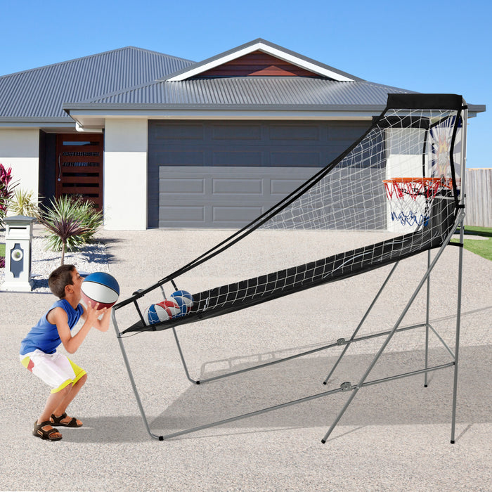 Costway Dual Shot Basketball Arcade Game With 8 Game Modes Arcade Sound Electronic Scoring White