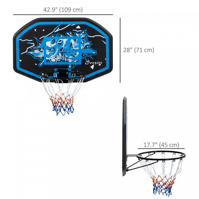 Soozier Wall Mounted Basketball Hoop Basketball Rim & Basketball Backboard