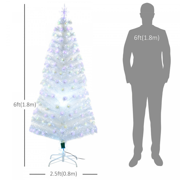 Homcom 6ft Artificial Fiber Optic Pre-lit Christmas Tree With 220 Led Lights And Branch Tips