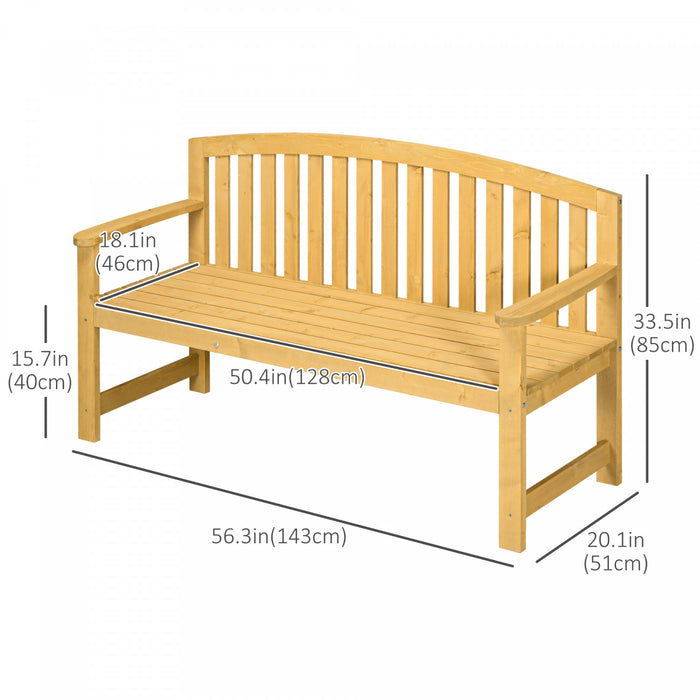 Outsunny 2 Seater Garden Bench With Slatted Design For Park Yard Outdoor