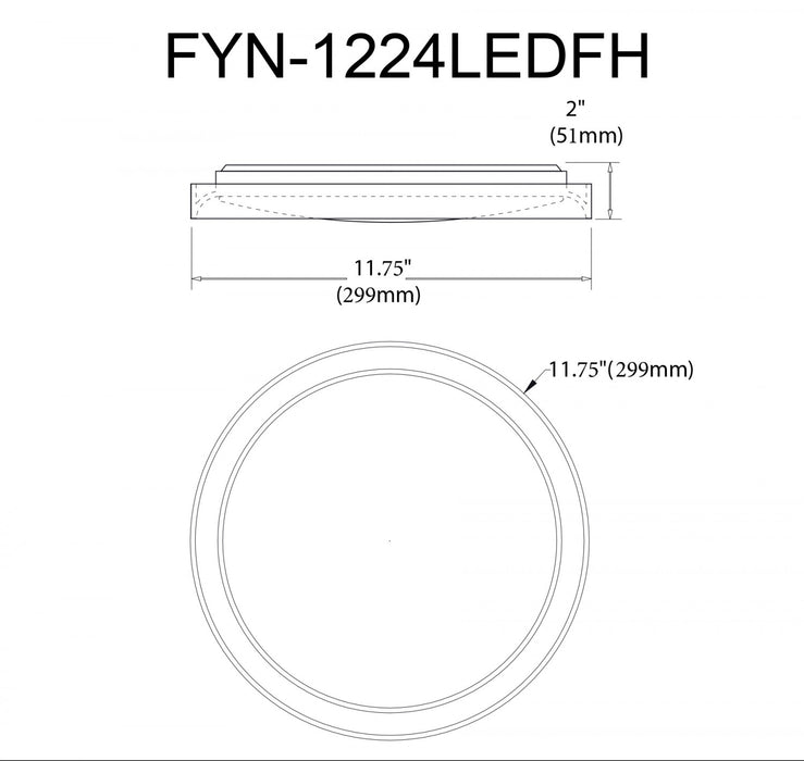 Dainolite Flynn Flush Mount 24w Sandy Black White Diffuser Lamp