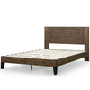 Tonja Wood Platform Bed with Headboard in Brown - King Size | Tonja lit plateforme en bois avec tête de lit brun - Très grand