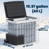 Outsunny 12 Volt Car Fridge Refrigerator, 42 QT Portable Electric Cooler Freezer, 12V/24V DC 100-240V AC, -4℉-68℉, Retractable Handle, LED Light for Camping, RV, Travel, Vehicles