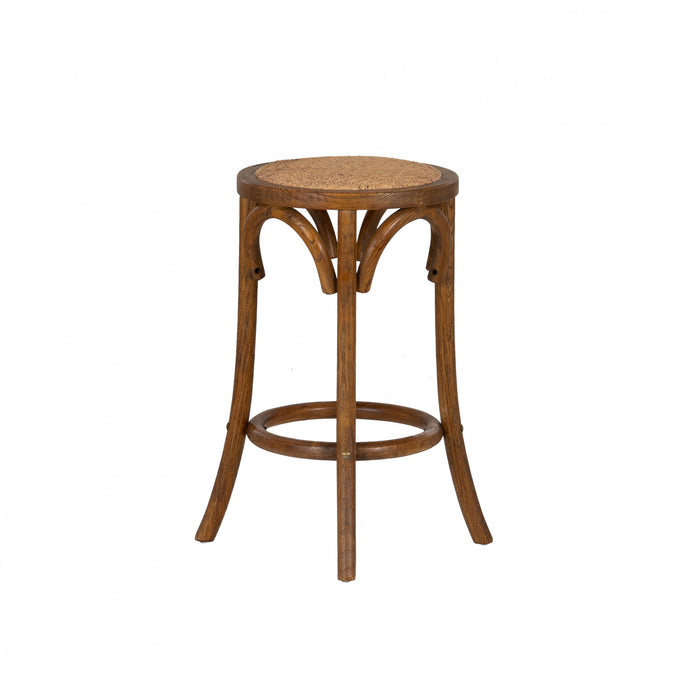 Rae Backless Rattan Counter-Height Stool - Walnut