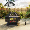 Outsunny 28" Outdoor Fire Pit Grill Firepit with Spark Screen, Poker, Black