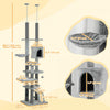 Pawhut Cat Tower For Large Cats Floor To Ceiling Cat Tree For Indoor Cats Adjustable Height 89" -100|Pawhut Tour A Chat Pour Grands Chats, Arbre A Chat Du Sol Au Plafond Pour Chats D'interieur, Hauteur