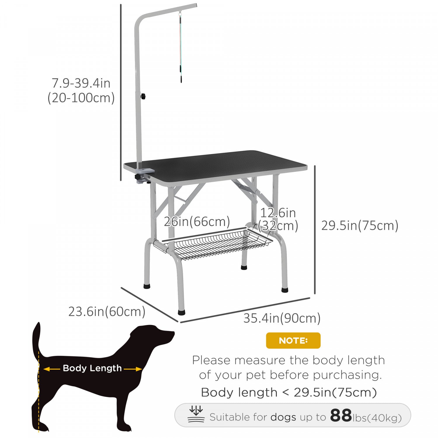 Pawhut Dog Grooming Table With Adjustable Grooming Arm, Pet