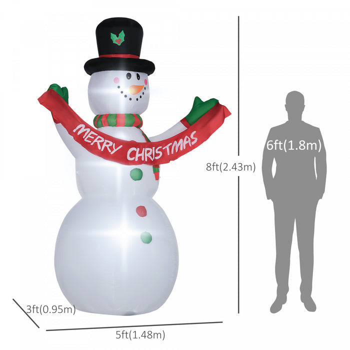 Homcom 8ft Snowman Inflatable Christmas Decoration