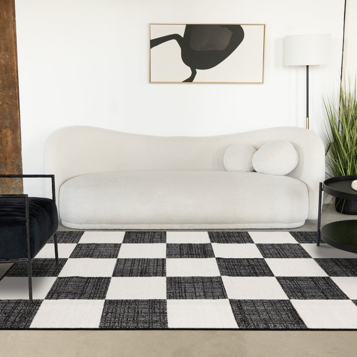 Covington Black White Checkered Pattern Rug, 5'3\" x 7'7\" Indoor Area Rug