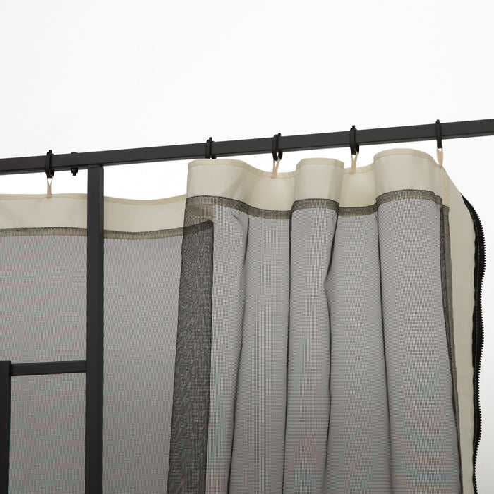 Outsunny Replacement Mosquito Netting For Gazebo 10' X 10' Black Screen Walls For Canopy With Zippers For Parties And Outdoor Activities, Cream White