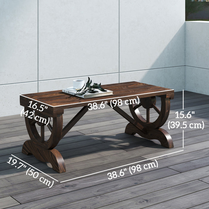 Outsunny Rustic Wood Outdoor Bench, Garden Bench For 2-person, Brown