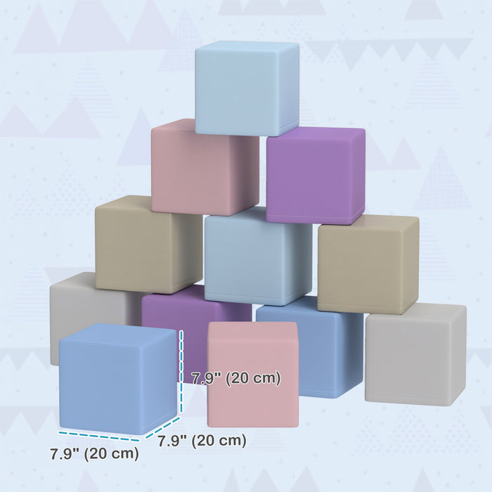Soozier 12 Piece Foam Blocks, Soft Play Equipment For Kids, Climbing Toys For Toddlers, Safe Play Structures For Preschooler Baby Learning Development, Macaron Colour