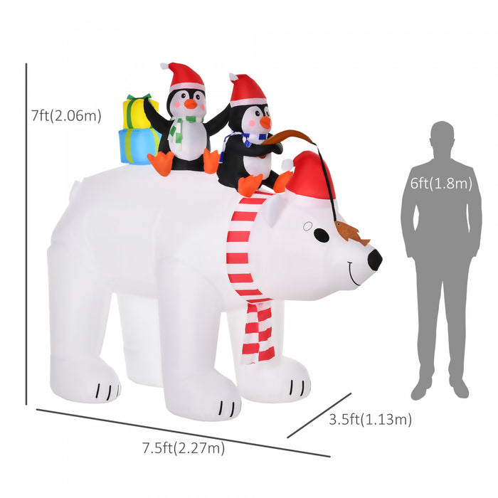 Homcom 7ft Polar Bear Inflatable Christmas Decoration