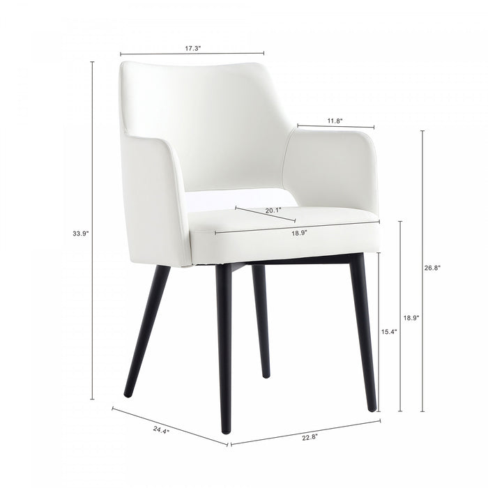 Tremont Modern Vegan Leather Metal Armchair in White - Set of 2