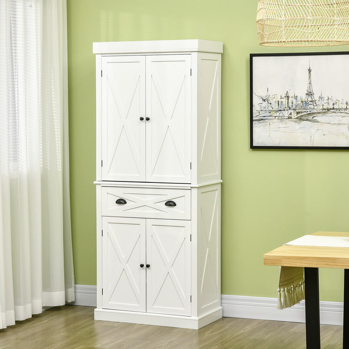 HOMCOM Kitchen Pantry, Freestanding Buffet Cabinet with 4 Doors, White