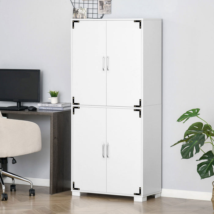 HOMCOM Rustic Style Storage Cupboard Bookcase Cabinet w/ 4 Shelves, White