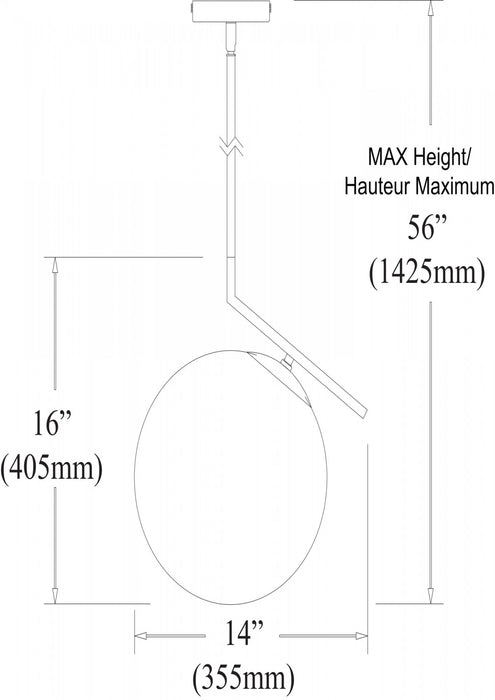 Dainolite Orion 1 Light Pendant Plated Gold Finish White Glass Lamp