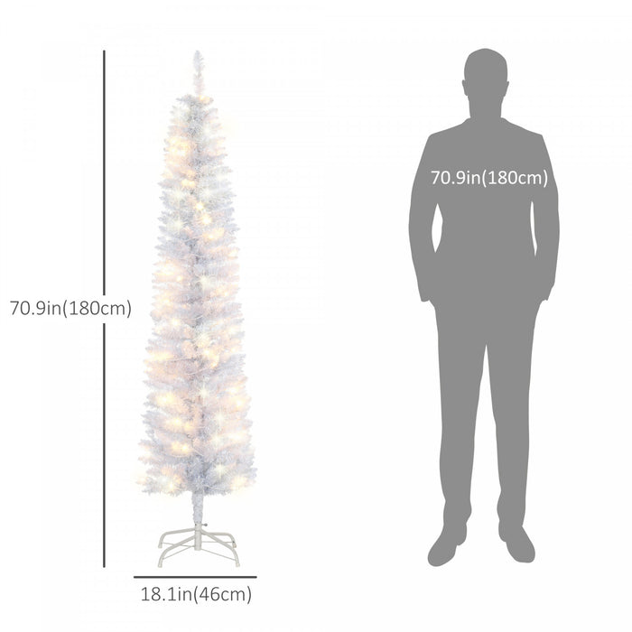 Homcom 6' Pre-lit Pencil Artificial Christmas Tree W/ 100 Leds