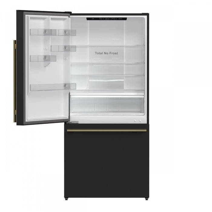 Forno Milano Espresso 31 Inch Bottom Freezer, Black, 17.2 cu.ft. - FFFFD1786-31BLK