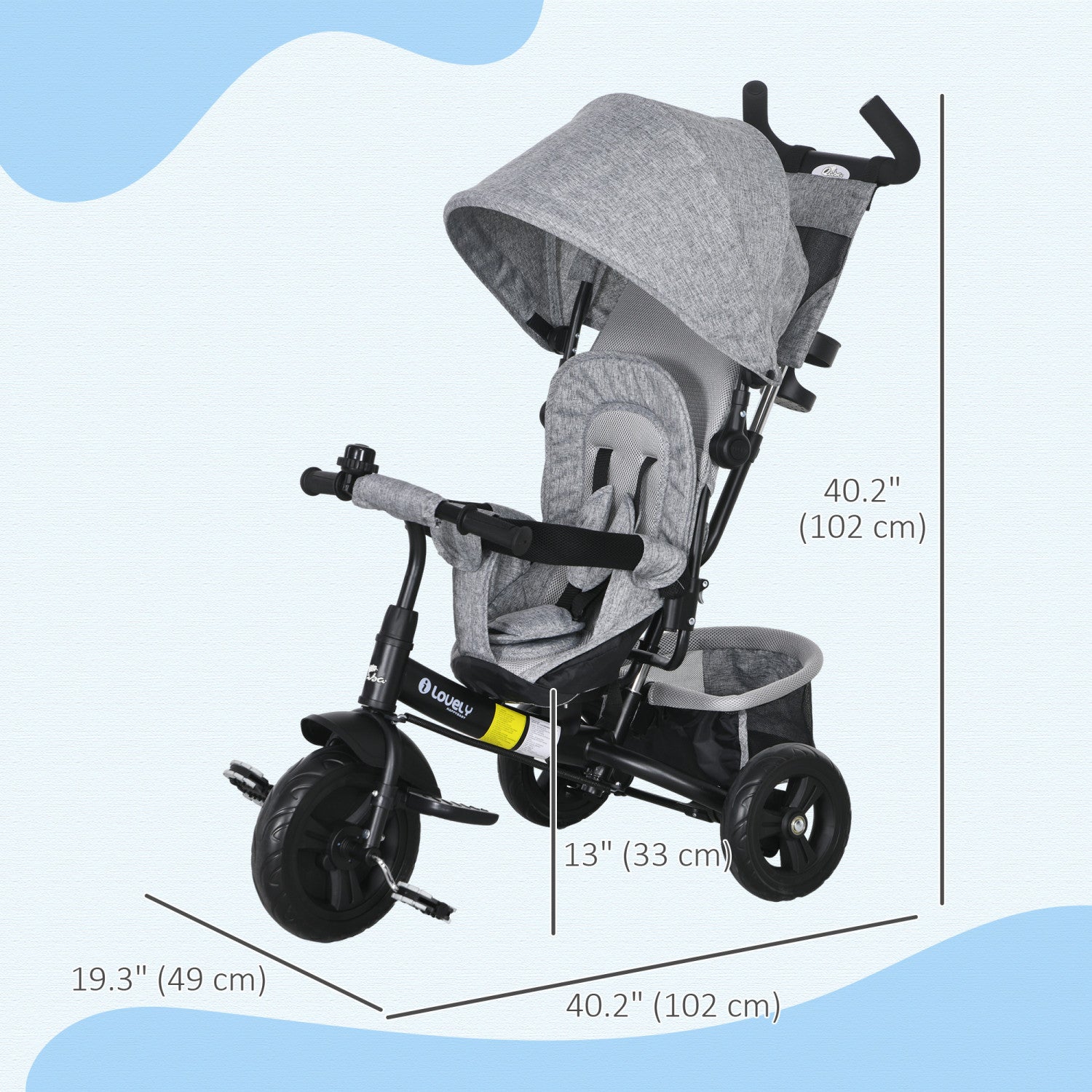 Qaba In Toddler Tricycle, Kids Trike With Foldable Canopy