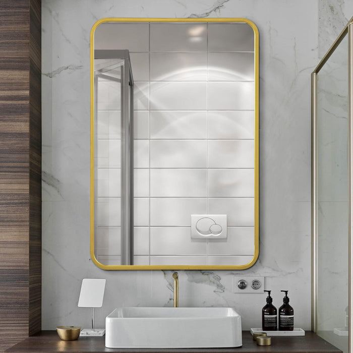 Arcus 30\" X 40\" Hand Crafted Rectangular Round Mirror - Gold