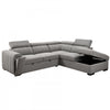 Keane 101 in. Fabric Sleeper Sectional with Storage Chaise and Adjustable Headrests - Grey | Keane 101 po. Sectionnel-lit en tissu avec chaise longue de rangement et appuie-tetes reglables - Gris