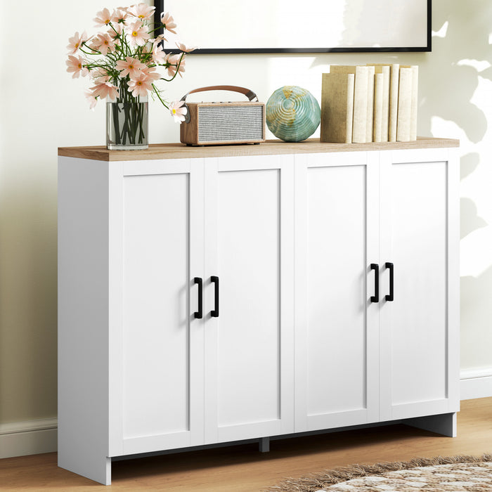 HOMCOM Modern Sideboard Buffet Cabinet with Adjustable Shelves White
