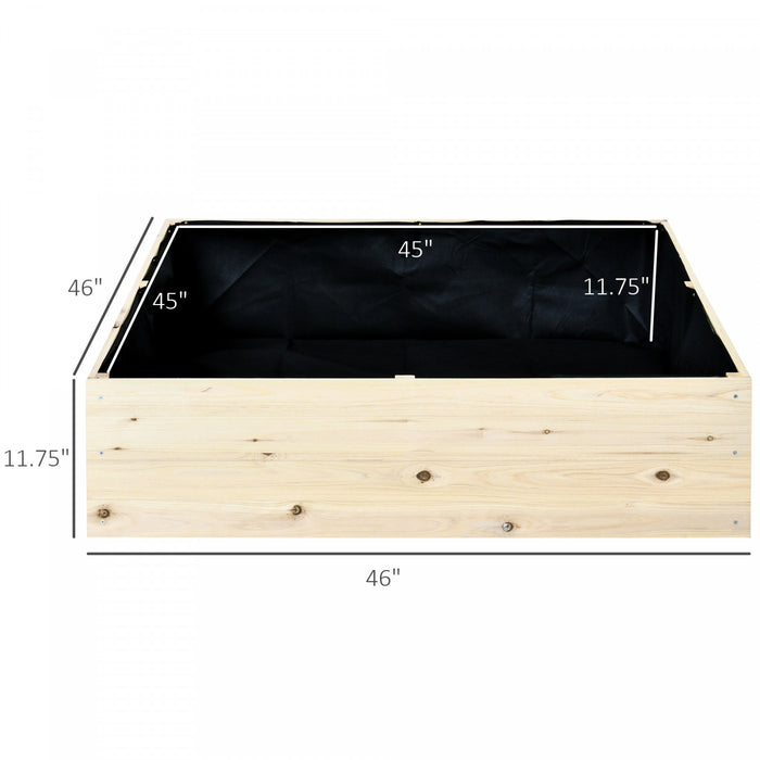 Outsunny Wooden Raised Garden Bed Kit, Elevated Planter Box With Bed Liner For Backyard, Patio To Grow Vegetables, Herbs, And Flowers, 4' X 4' X 12\"