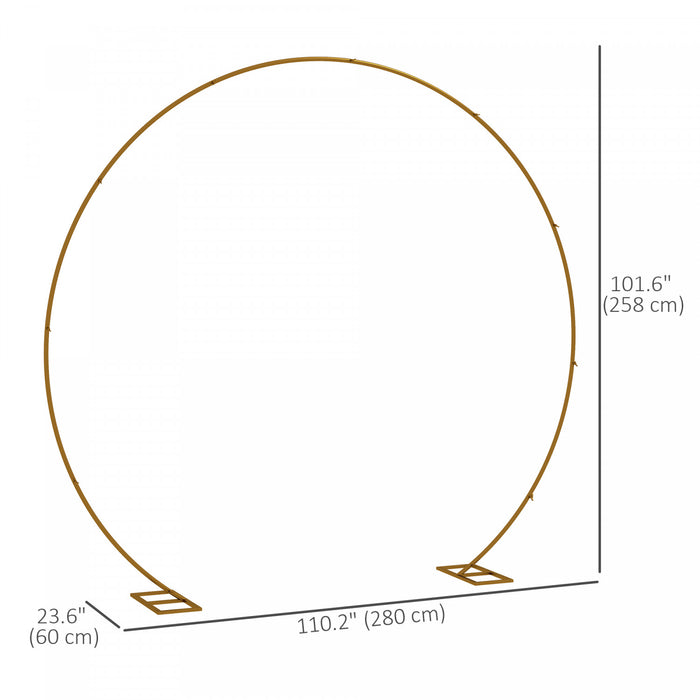 Outsunny 9.1ft Gold Wedding Arch Round Backdrop Stand For Birthday Party
