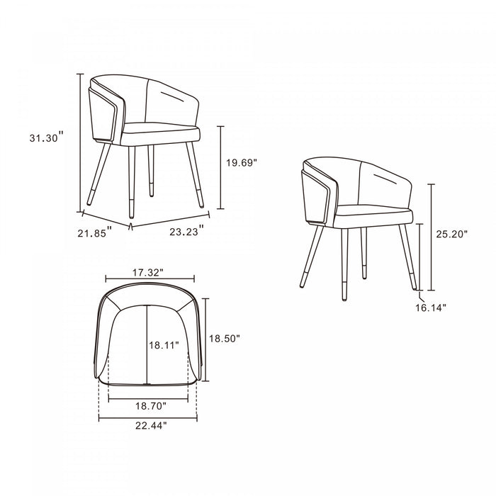 Reeva Modern Wood Vegan Leather Dining Chair in Gray - Set of 2