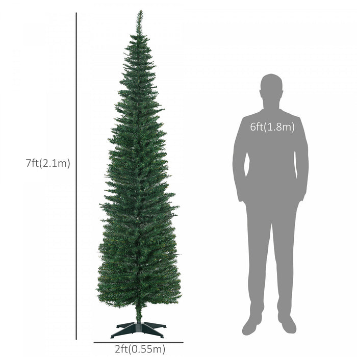 Homcom 7ft Pencil Artificial Christmas Tree With 499 Branches