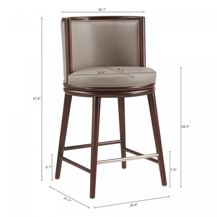 Evalyn Modern Wood Upholstered Counter Stool in Taupe - Set of 2