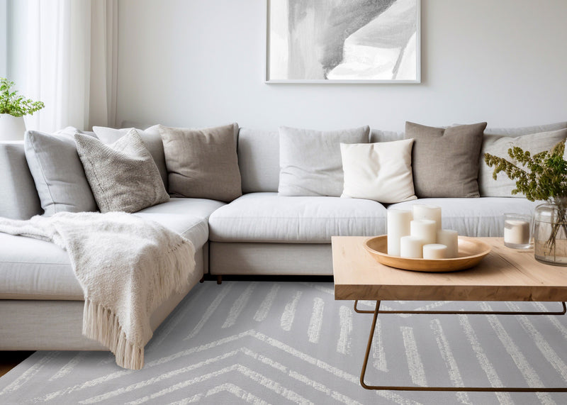 Forte Grey White Modern Striped Area Rug - 5'3\" x 7'5\"