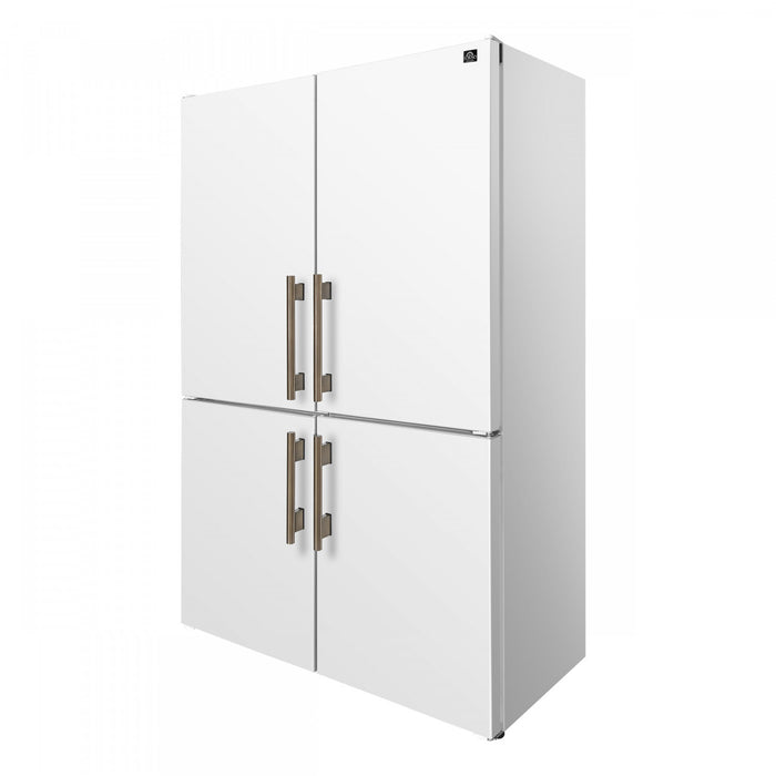 Forno Custodia 48\" Bottom Freezer combo, 20.6 cu.ft., Ice Maker, Total No frost, White - FFFFD1766-48WHT Refrigerator
