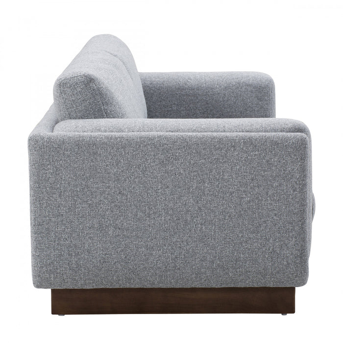 Caden 67 in. Textured Weave Fabric Loveseat with Block Arms and Wood Legs - Grey